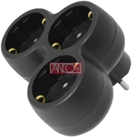 Fekete 240132 3-as hálozati elosztó, kép