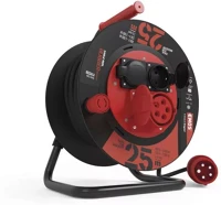 Fekete 25 M / 3 Kültéri kábeldob 25 m / 3 aljzat /  / gumi / 230v/400v / 1,5 mm2 kép