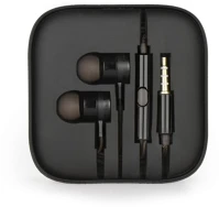 Fekete 48115 Vezetékes sztereó fülhallgató, 3.5 mm, felvevőgombos, dobozos, kép