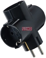 Fekete 63384 3-as földelt t elosztó, kép