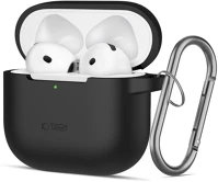 Fekete FD5906302370047 Airpods 4 tartó -  szilikon tok, karabinerrel kép