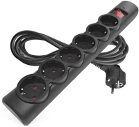 Fekete P54219 Emos túlfeszültségvédő 6 aljzat, 3 m, kép