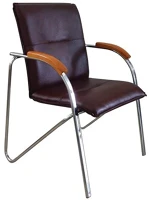 Fekete SABINA CSER tárgyalószék, műbőr borítás, krómozott acélváz, cseresznyefa karfa kép