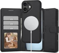 Fekete TS14864 Apple iphone 17, oldalra nyíló tok, stand, mágnes csattal, kivehető kép