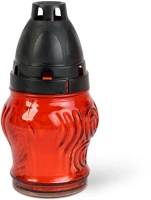 Fekete TW1013 Üveg mécses műanyag kupakkal, üveg szín: piros, kupak szín:  - 14 cm kép