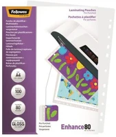 Fellowes COR_IFW54525 Meleglamináló fólia, lefűzhető, 80 mikron, a4, fényes, 100 db, kép