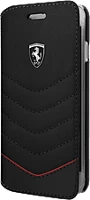 Ferrari FEHQUFLBKP7LBK Heritage iphone 7 plus fekete tűzdelt/kinyitható bőr tok kép
