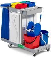 Filmop ALDF-0000MA6103U00 Alpha 6103 takarítókocsi 4x4l + 2x15l vödörrel, zsáktartóval, zárható szekrénnyel kép