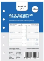 Filofax FX-26-68288-FH Kalendárium betét, tervező, hoz, pocket méret, heti, 1 hét/2 oldal, 2026 kép
