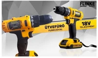 Flinke FK-8026 akkus csavarbehajtó fúró ütvefúró akkuval készletben (sárga) papír kép