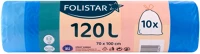 Folistar H65FS120-ZB Hnat szemeteszsák 70x100cm, 120 literes hdpe, kék, szalagos, 10 darab/tekercs kép