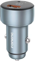 Foneng C18 1XUSB-A, 1XUSB-C 2.4A 48W C18 1xusb-a, 1xusb-c 2.4a 48w car charger (grey) + usb-c to usb-c kábel kép