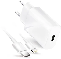 Forcell PT5903396072451 Forcell töltő - fehér hálózati töltőfej + lightning / type-c kábel 3a kép