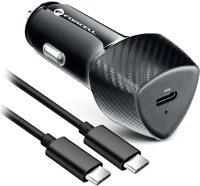 Forcell PT5903396209543 type-c (usb-c) autós gyorstöltő, fekete, 20w + type-c / type-c kábel kép