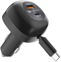 Forcell SP109717 f-energy usb-c-usb-a autós töltő behúzható kábellel, pd qc4.0, sfc2.0 kép