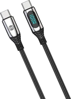 Forever TF5900495082749 Kábel - type-c / type-c (usb-c) fekete szövet gyorstöltő kábel 1m, 100w kép