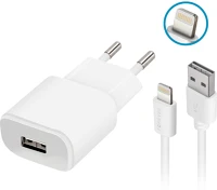Forever TF5900495623317 Töltő - fehér hálózati töltőfej + lightning / usb kábel, 1a kép