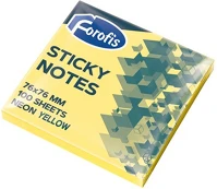 Forofis 91025 Öntapadós jegyzettömb  76x76 mm 80 lapos neon sárga kép