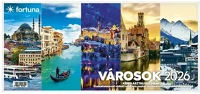 Fortuna 23.09783 Asztali naptár képes  álló fehér lapos holdfázissal városok 2026. kép