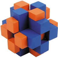 Fridolin 17180 Játék puzzle  iq-test cube cross kék, narancs bambusz kép