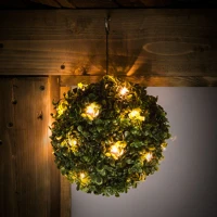 Garden of eden 11359 Felakasztható napelemes bukszus - 25 cm - 20 melegfehér led kép