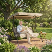 Garden of eden 11492A Kerti hintaágy - 170 x 110 x 153 cm - sötét bézs kép