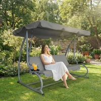 Garden of eden 11493B Kerti hintaágy - 200 x 120 x 164 cm - szürke - pohártartóval kép