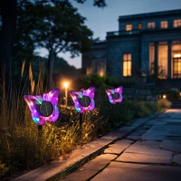 Garden of eden 11749A Leszúrható szolár pillangó - lila - 13 x 6,5 x 35 cm - melegfehér + kép