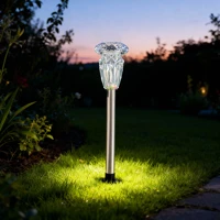 Garden of eden 13014 Leszúrható szolár lámpa - 1 x melegfehér - króm - 6 x 38,5 cm kép