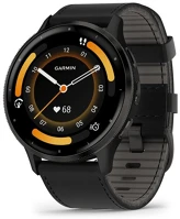 Garmin 010-02784-52 Venu 3 fekete, fekete kerettel, bőr és szilikon szíjjal okosóra kép