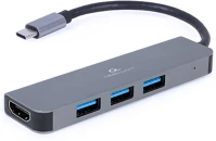 Gembird A-CM-COMBO2-01 3-portos usb-c hub szürke kép