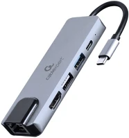 Gembird A-CM-COMBO5-04 5-in-1 5-port 87w usb-c dokkoló szürke kép