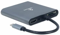 Gembird A-CM-COMBO6-01 Usb type-c 6-in-1 multi-port adapter space grey kép
