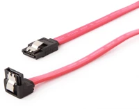 Gembird CC-SATAM-DATA90-0.3M Sata 3 f/f adatkábel 0.3m piros egyenes/90° le, metal clips kép