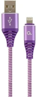 Gembird CC-USB2B-AMLM-1M-PW Usb-a 2.0 -> lightning m/m adatkábel 1m lila-fehér premium kép