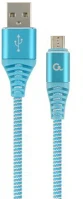 Gembird CC-USB2B-AMMBM-2M-VW Premium cotton braided micro-usb charging and data cable,2m,blue/white kép