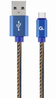 Gembird CC-USB2J-AMCM-1M-BL Usb-c -> usb-a 2.0 m/m adatkábel 1m kék premium jeans kép
