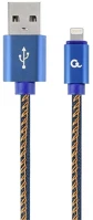 Gembird CC-USB2J-AMLM-2M-BL Usb-a 2.0 -> lightning m/m adatkábel 2m kék farmer premium kép