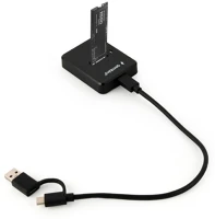 Gembird DD-U3M2 Desktop usb type-c m.2 sata nvme ssd docking station black kép