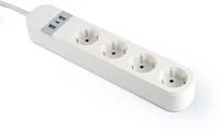 Gembird TSL-PS-S4U-01-W Smart power strip with usb charger 4 sockets white kép