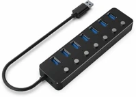 Gembird UHB-U3P7P-01 Usb3 hub 7 port+kapcs.   bk kép