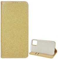 Gigapack GP-100285 Iphone 12 pro max  tok álló, bőr hatású flip, csillogó, arany kép