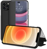 Gigapack GP-101360 Iphone 12 mini  tok álló, bőr hatású flip, ablakos, fekete kép