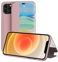 Gigapack GP-101361 Iphone 12 mini  tok álló, bőr hatású flip, ablakos, rózsaszín kép