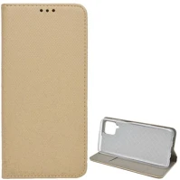 Gigapack GP-103265 Samsung a12  tok álló, bőr hatású flip, rombusz, arany kép
