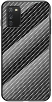 Gigapack GP-103796 Samsung galaxy a02s telefonvédő szilikon keret (bumper, edzett üveg hátlap, karbon minta) fekete kép