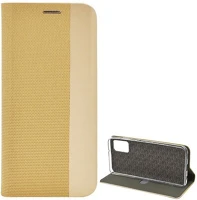 Gigapack GP-104588 Samsung a02s  tok álló, bőr hatású flip, textil minta, arany kép