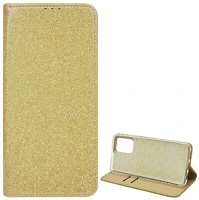 Gigapack GP-108970 Xiaomi poco m5s  tok álló, bőr hatású flip, csillogó, arany kép