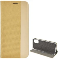 Gigapack GP-111475 Samsung a03s  tok álló, bőr hatású flip, textil minta, arany kép