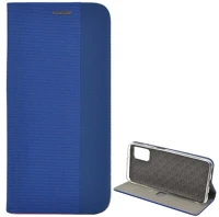 Gigapack GP-111476 Samsung a03s  tok álló, bőr hatású flip, textil minta, világoskék kép